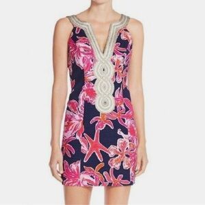 Lilly Pulitzer Valli Shift Dress Via Sunny Navy Pink Metallic